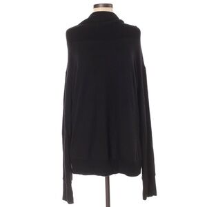 Volume size M black ribbed knit cowl neck high low long sleeve hooded sweater